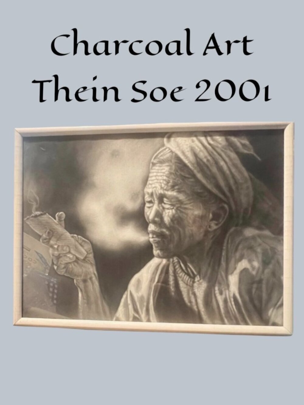 Original Burmese Charcoal Drawing by Thein Soe (2001)